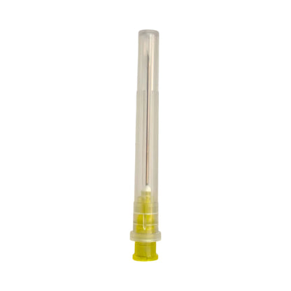 Aguja Hipodérmica 20G cánula acero inoxidable cubierta amarilla