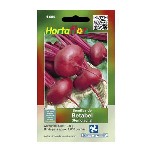 Sobre de semillas de betabel ideal para cultivo en casa o jardín, perfectas para preparar platillos coloridos y nutritivos.