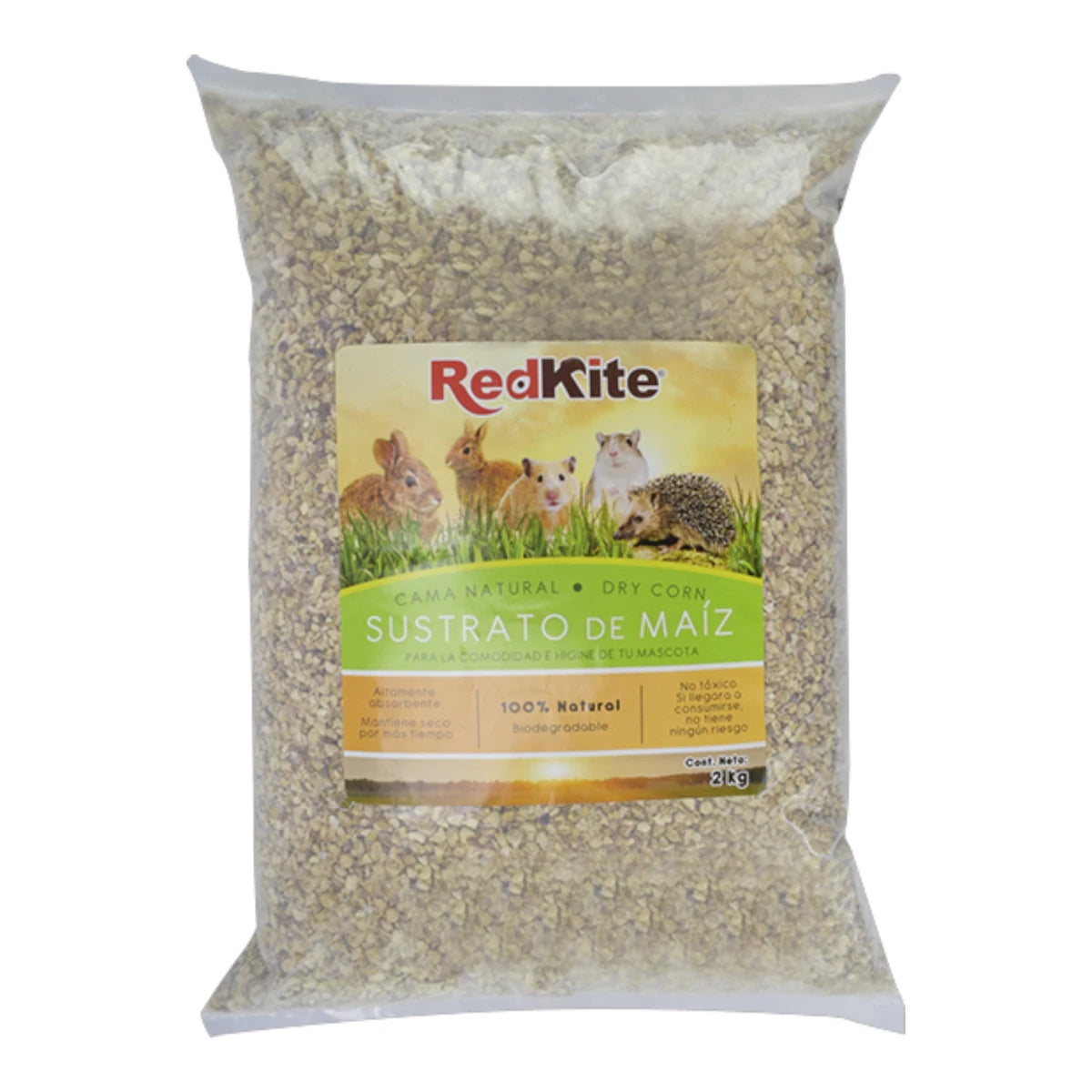 Bolsa transparente de sustrato de maíz Redkite de 2 kg para pequeños mamíferos y aves