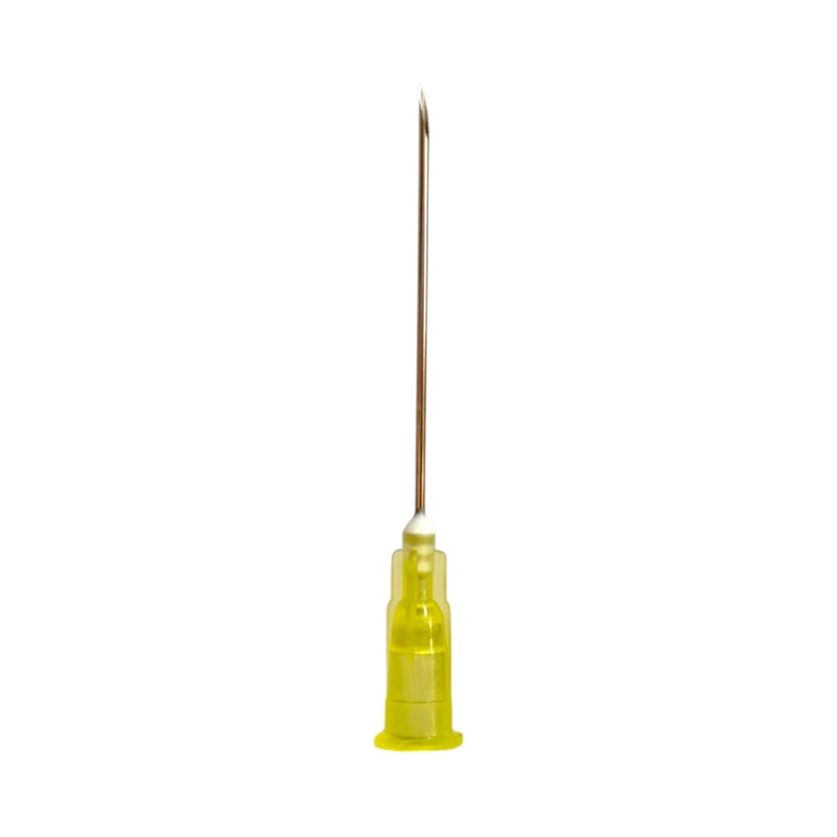 Aguja Hipodérmica veterinaria 20G x 1½” de acero inoxidable con cono amarillo para ganado pequeño y mascotas grandes