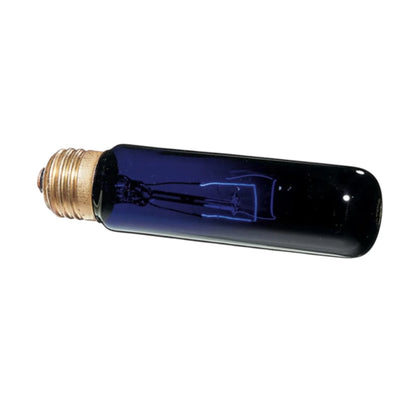 Foco nocturno Night Glo de Exo Terra en presentación de 15w o 25w con diseño alargado y vidrio azul para simulación de luz de luna.