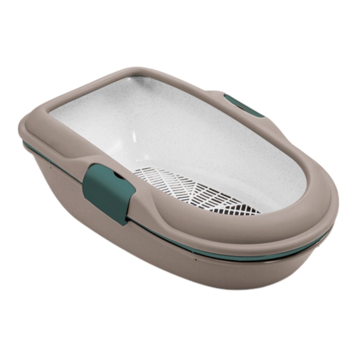 Baño sanitario autolimpiante Furba Chic para gatos, color café, con tamiz y marco