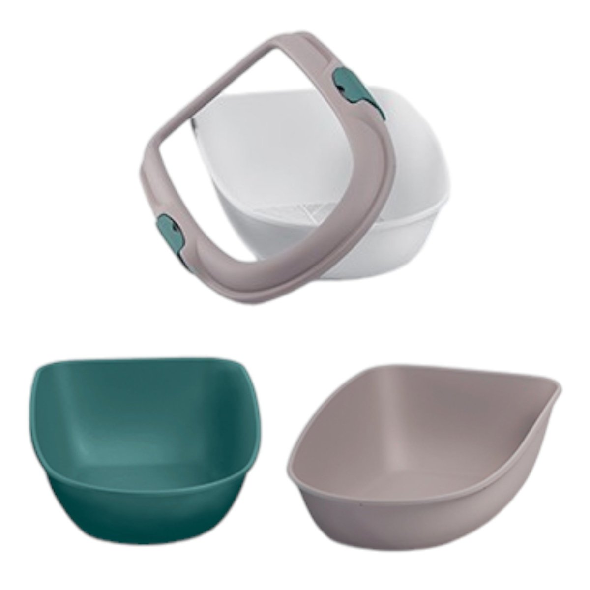 Sistema de limpieza del baño Furba Chic con tamiz, dos bandejas y marco desmontable para gatos