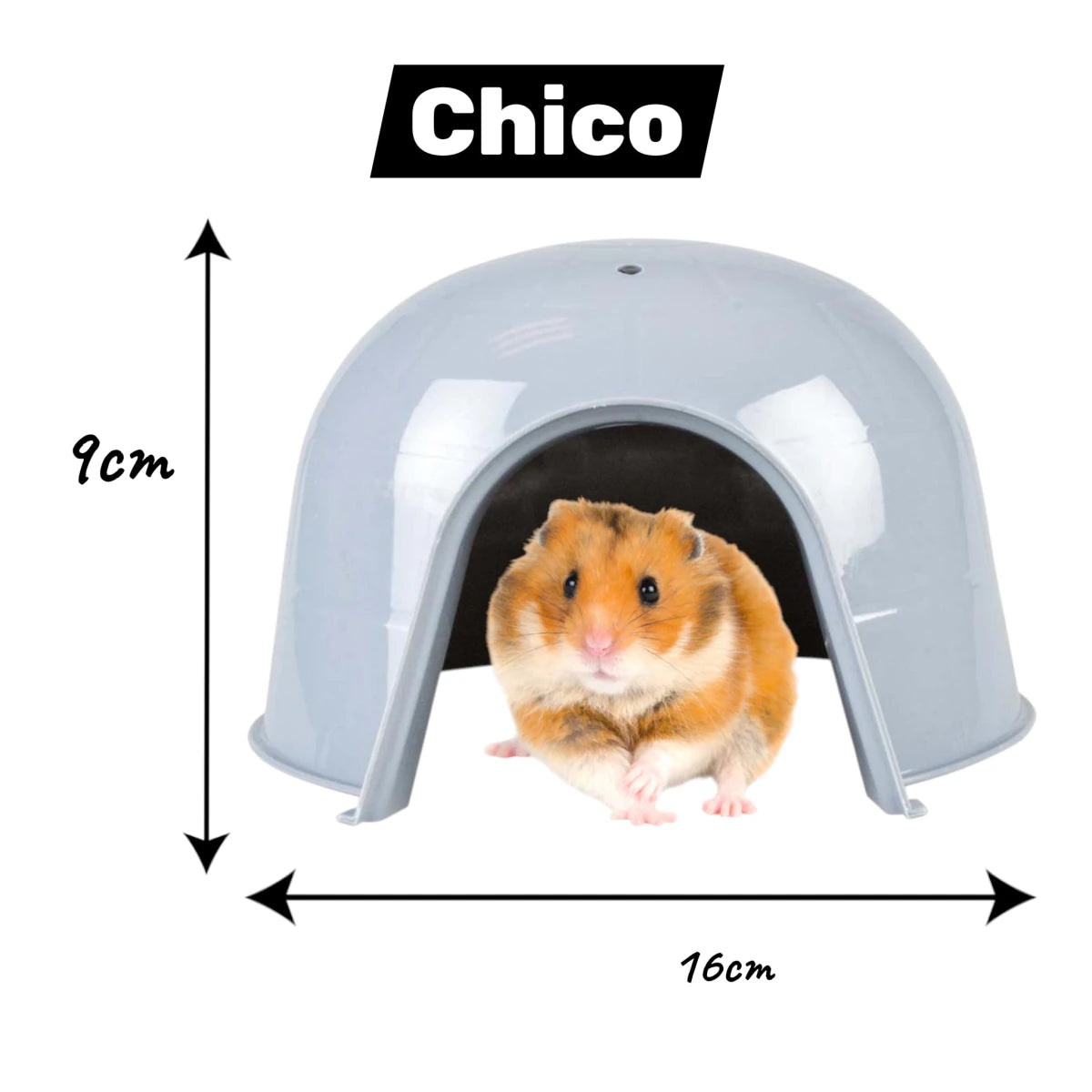 Refugio iglú tamaño chico, ideal para hamsters y roedres pequeños. Medidas 16cm de diámetro x 9cm de alto