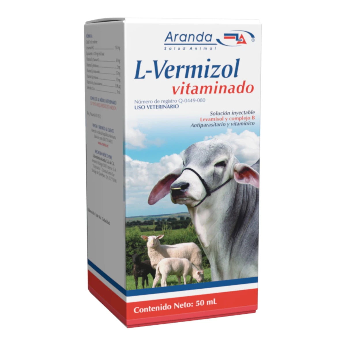 L-Vermizol Vitaminado en presentación de 50 ml, antiparasitario para uso veterinario