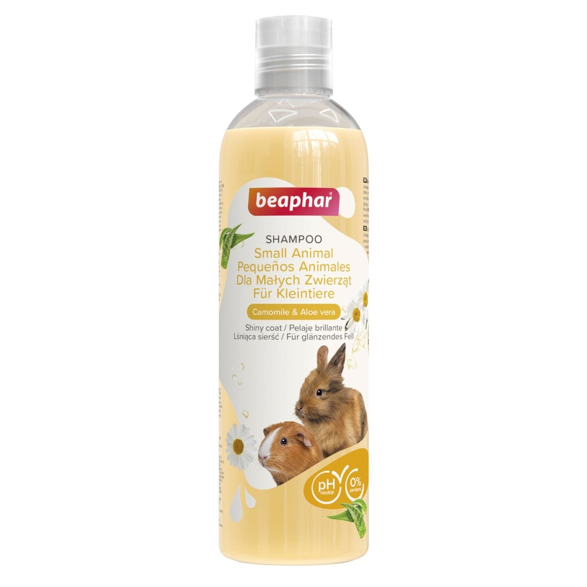 Envase del shampoo Beaphar para pequeños mamíferos con fórmula suave y aroma fresco