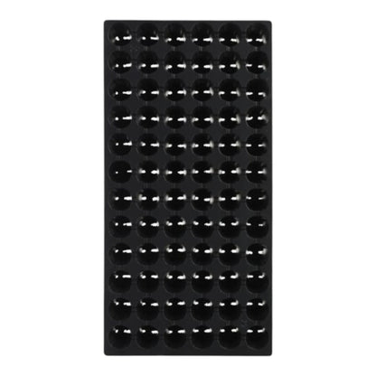 Charola negra con 72 cavidades para germinación vista superior.