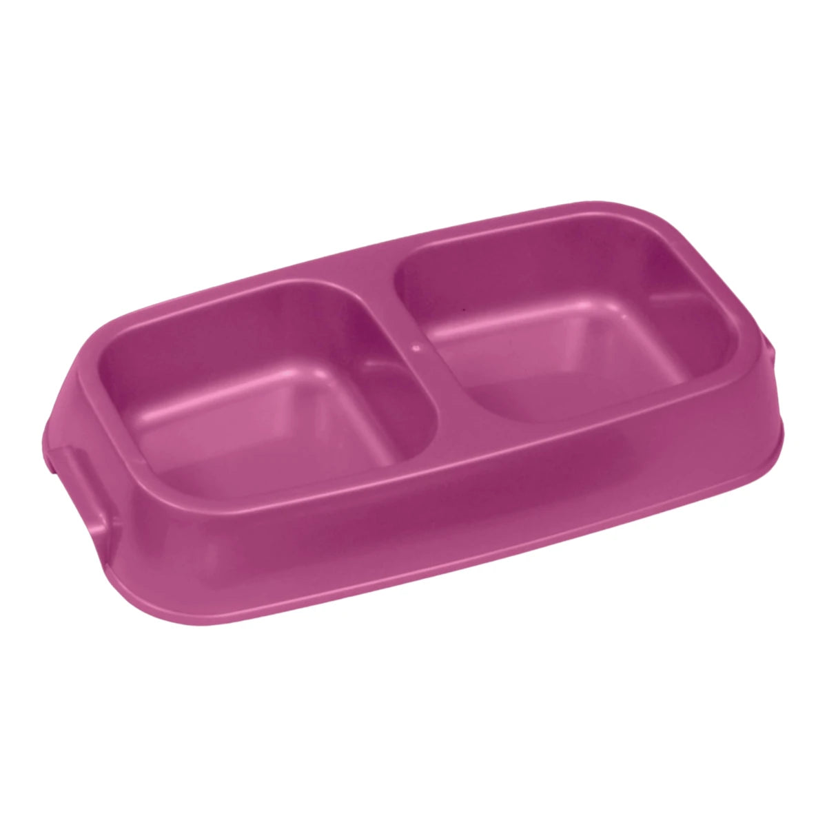 plato doble ligero color rosa para perro mediano con dos compartimentos de 620 ml cada uno