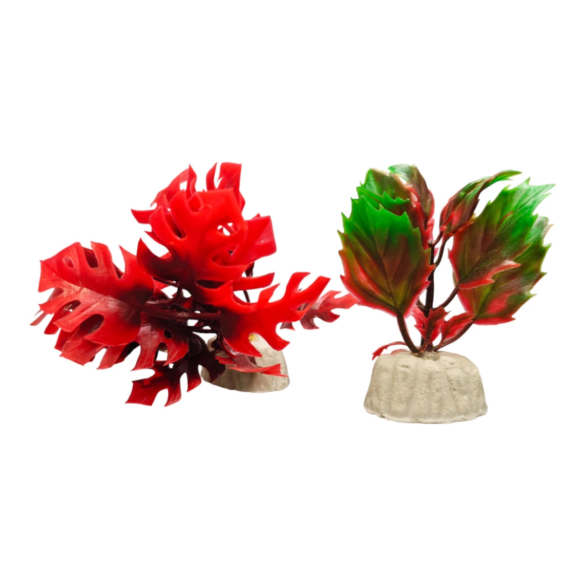 plantas artificiales decorativas para acuario de 2 pulgadas en tonos rojo y verde, seguras para agua dulce o salada