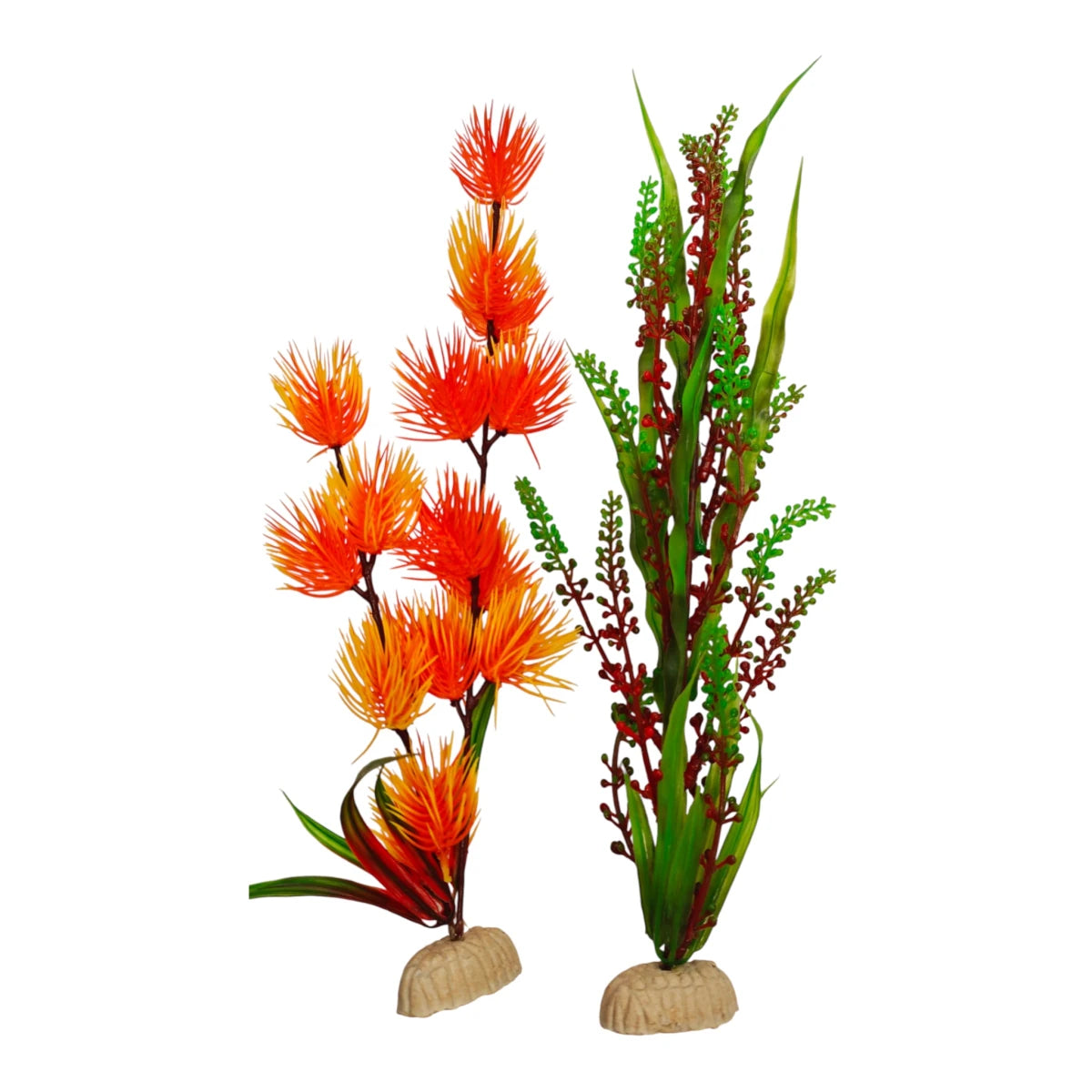 plantas artificiales de acuario en tonos naranja y verde de 12 pulgadas, seguras para agua dulce o salada