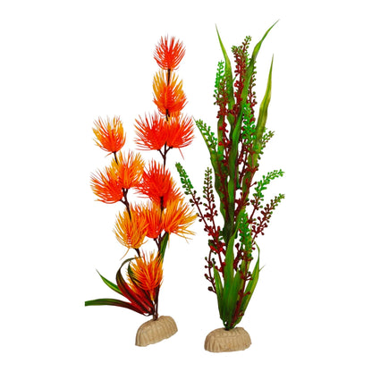 plantas artificiales de acuario en tonos naranja y verde de 12 pulgadas, seguras para agua dulce o salada