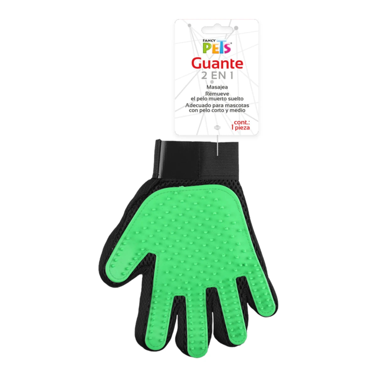 Guante limpiador 2 en 1 verde con tarjeta de presentación Fancy Pets