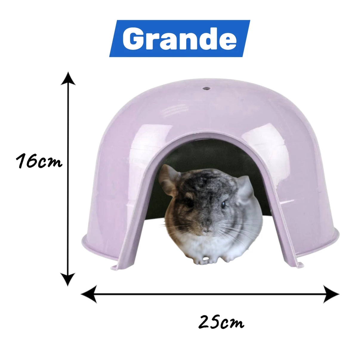 Refugio iglú tamaño grande, ideal para chinchillas, erizos, o conejos pequeños. Medidas 25cm de diámetro x 16cm de alto