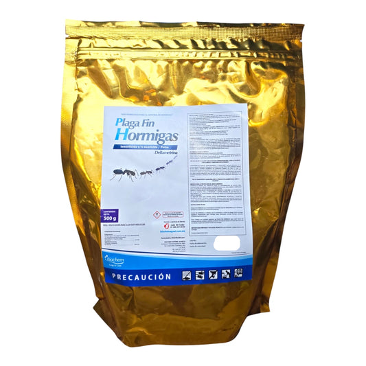 Plaga Fin Hormigas 500 g de Biochem, insecticida en polvo con deltametrina al 0.1%, elimina hormigas segadoras, fuego y cabezonas eficazmente
