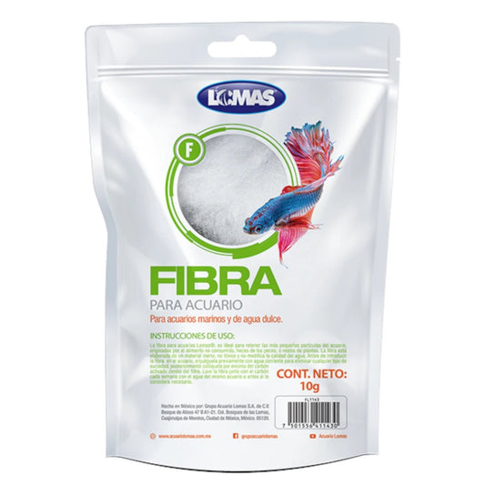 Bolsa de 10g de fibra blanca para filtración de acuarios marinos y de agua dulce marca Lomas.