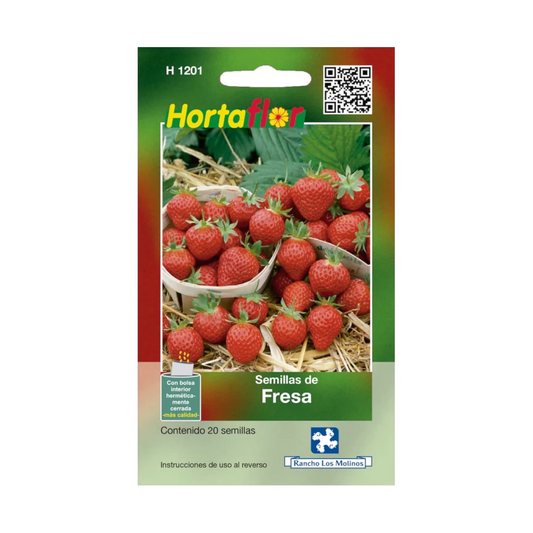 Sobre de semillas de fresa listo para cultivar frutas frescas en casa