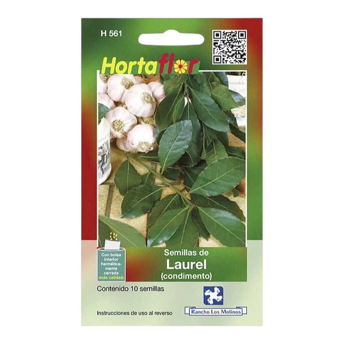 Sobre de semillas de Laurel para condimento listo para siembra en maceta o huerto.