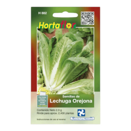 Sobre de semillas de Lechuga Orejona para siembra en huerto casero o macetas.