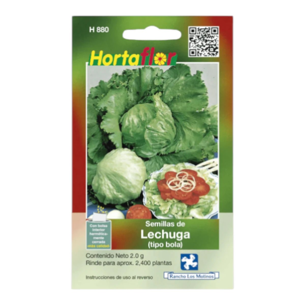 Sobre de semillas de Lechuga Tipo Bola (Iceberg) para siembra en huerto o maceta