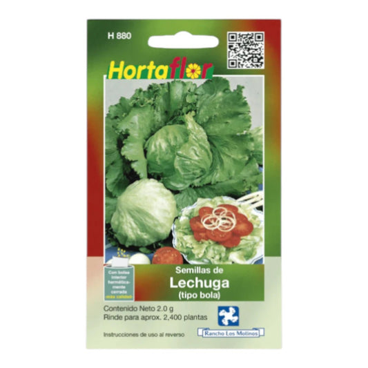 Sobre de semillas de Lechuga Tipo Bola (Iceberg) para siembra en huerto o maceta
