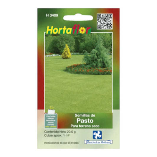 Sobre de mezcla de semillas de pasto resistente a la sequía y calor intenso.