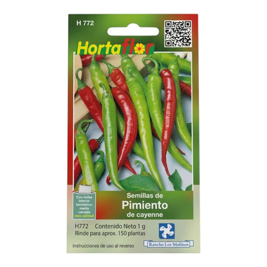 Sobre de semillas de Pimiento de Cayenne con empaque hermético