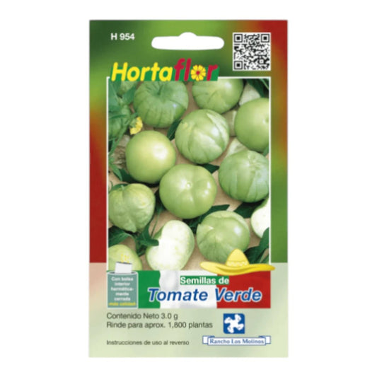 Sobre de semillas de Tomate Verde Physalis Ixocarpa para siembra de temporada.