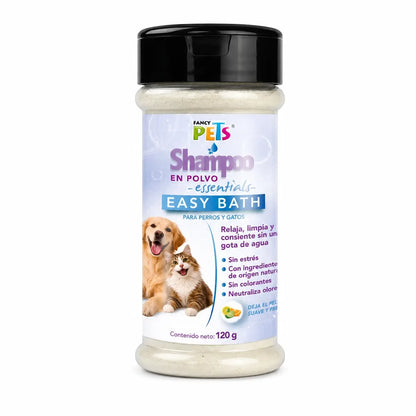 Shampoo en polvo Easy Bath Fancy Pets de 120 g para la limpieza en seco de perros y gatos.