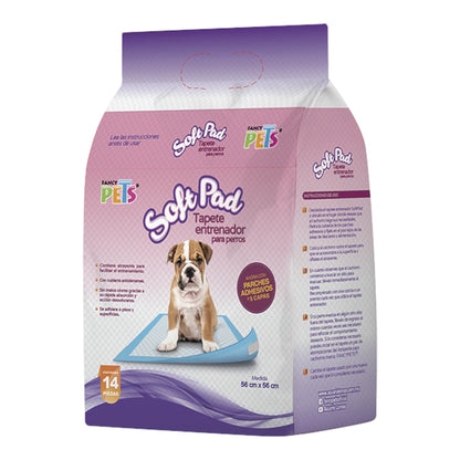 Empaques de Tapetes Entrenadores SoftPad Fancy Pets en presentaciones de  14 piezas sobre fondo blanco