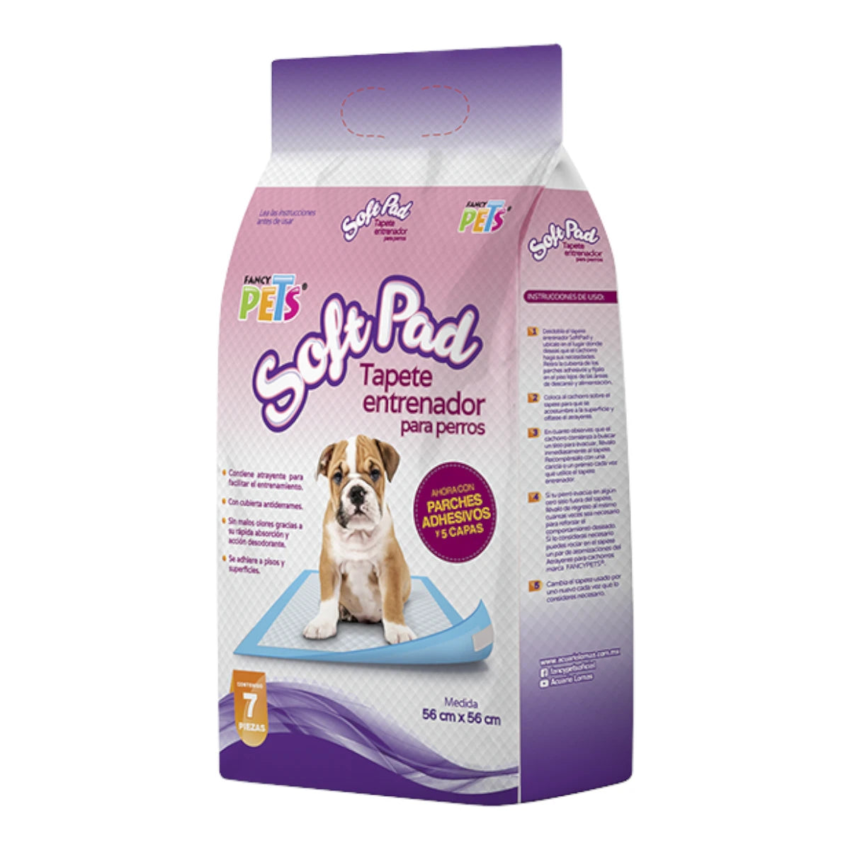 Empaques de Tapetes Entrenadores SoftPad Fancy Pets en presentaciones de 7 piezas sobre fondo blanco