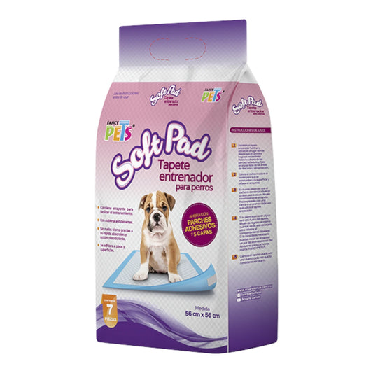 Empaques de Tapetes Entrenadores SoftPad Fancy Pets en presentaciones de 7 piezas sobre fondo blanco