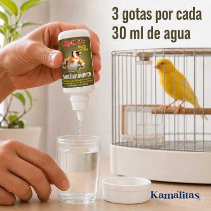 Aplicación de tres gotas de Tónico Multivitamínico RedKite por cada 30 ml de agua