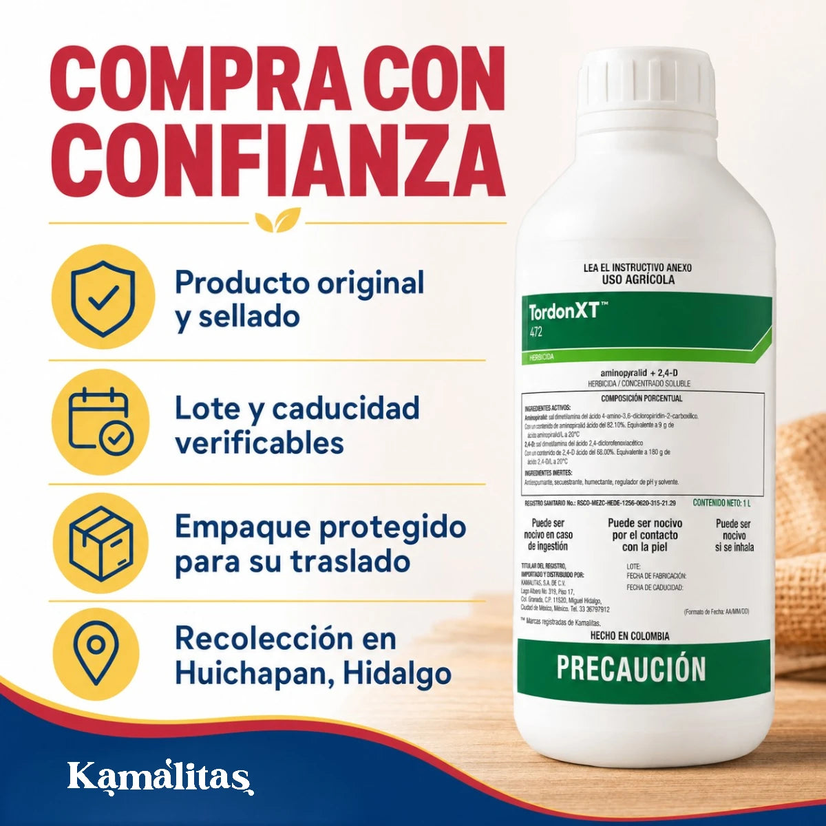 Tordon XT 472 original y sellado, con lote y caducidad verificables, disponible en Kamalitas Huichapan