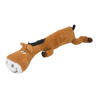 Vista lateral del caballo de peluche Mega Buddy mostrando sus detalles bordados y suu gran tamaño