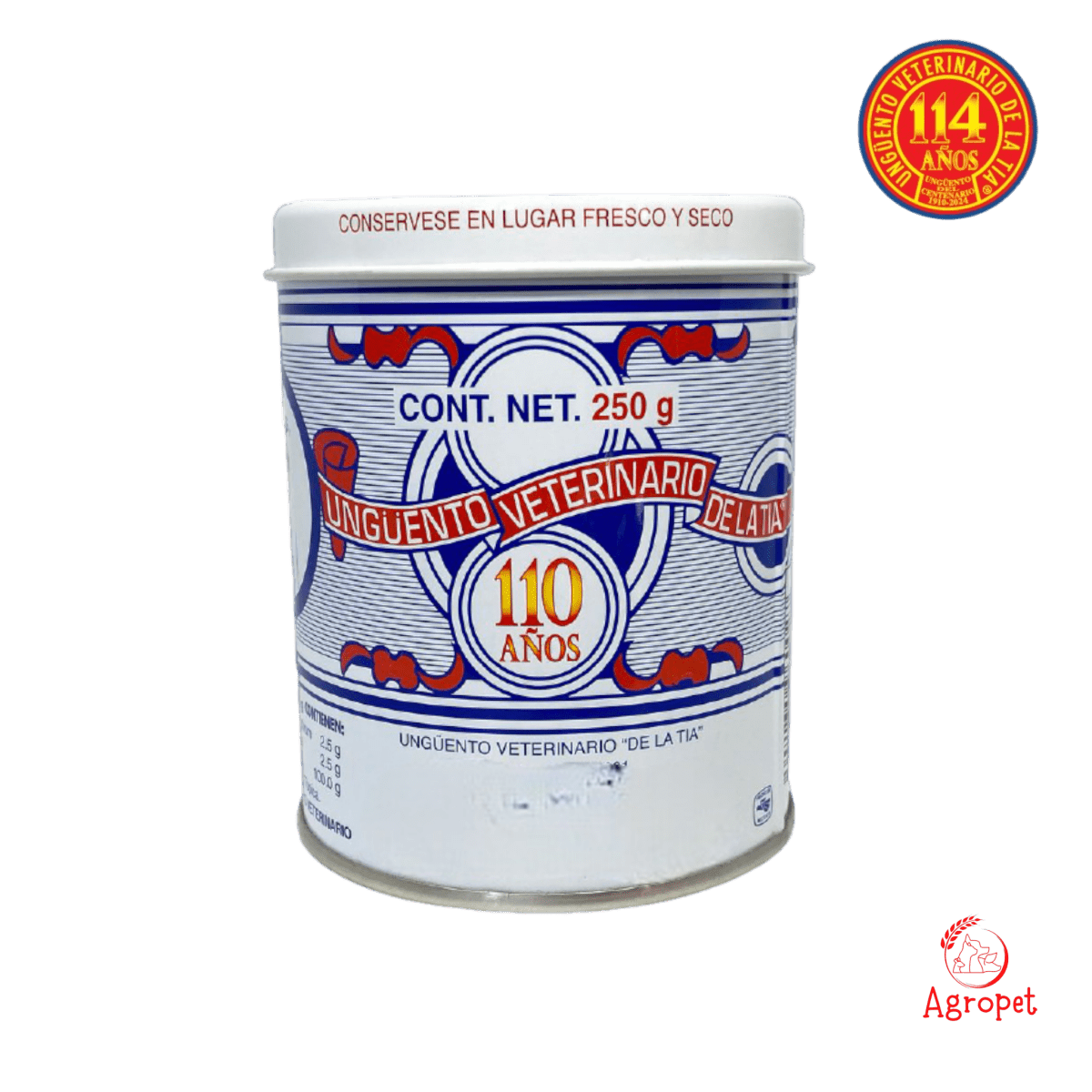 Presentación de 250g del Ungüento de la Tía, cicatrizante natural con aloe y ajo

