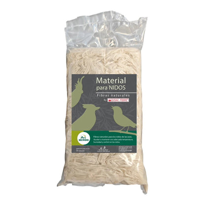 Empaque frontal de Sisal Fibre Yute Blanco con Algodón de 100 gramos para nidos de aves, destacando su origen natural y propiedades higiénicas, en Kamalitas.